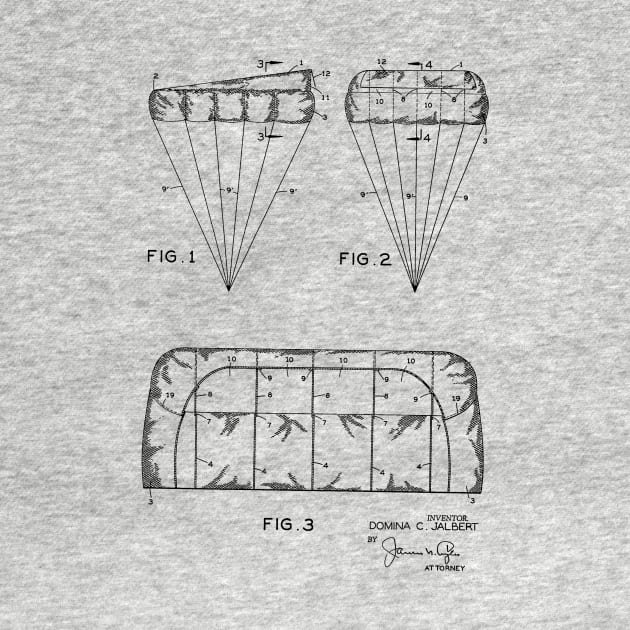 Multi-cell Glide Canopy Parachute Vintage Patent Hand Drawing by TheYoungDesigns